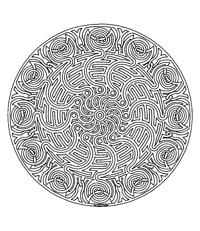 Mandala drawing with complex patterns, looking like no others